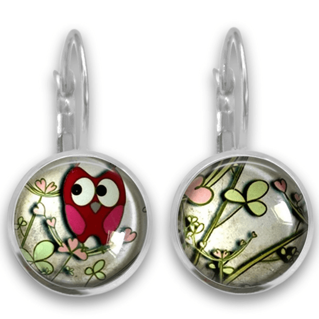 boucles d’oreilles « la chouette rose »