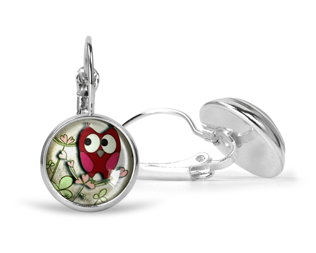 boucles d’oreilles « la chouette rose »