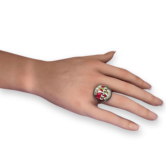 Bague « la chouette rose »